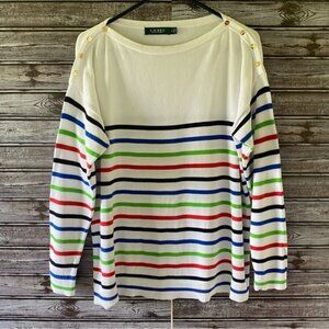 Lauren Ralph Lauren Women's Striped Sweater‎ Size L